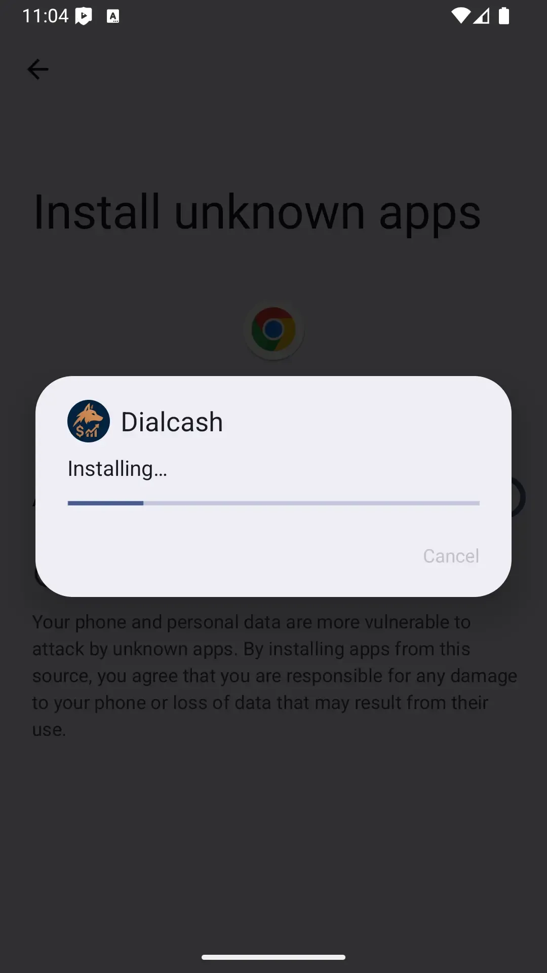 App installation progress screen