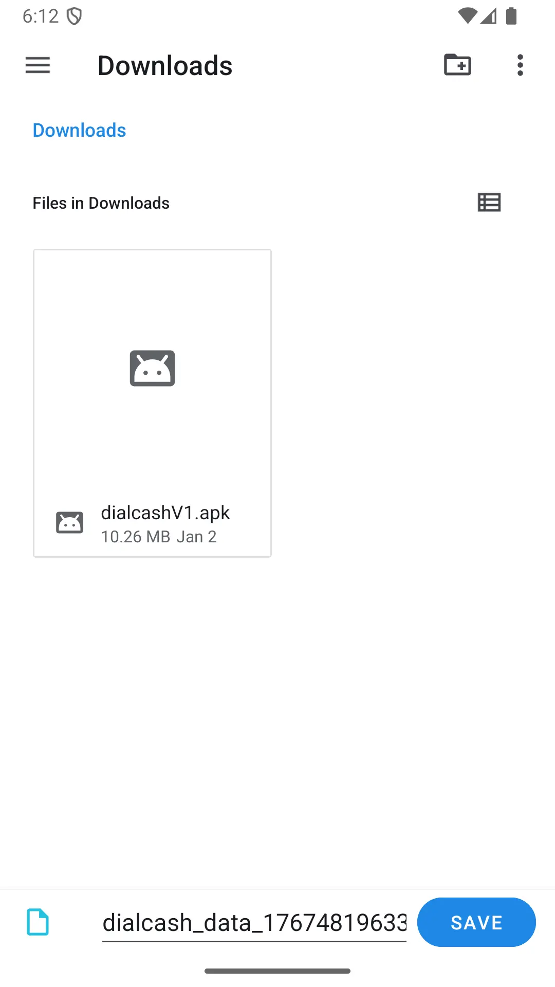 Saving data to a backup file