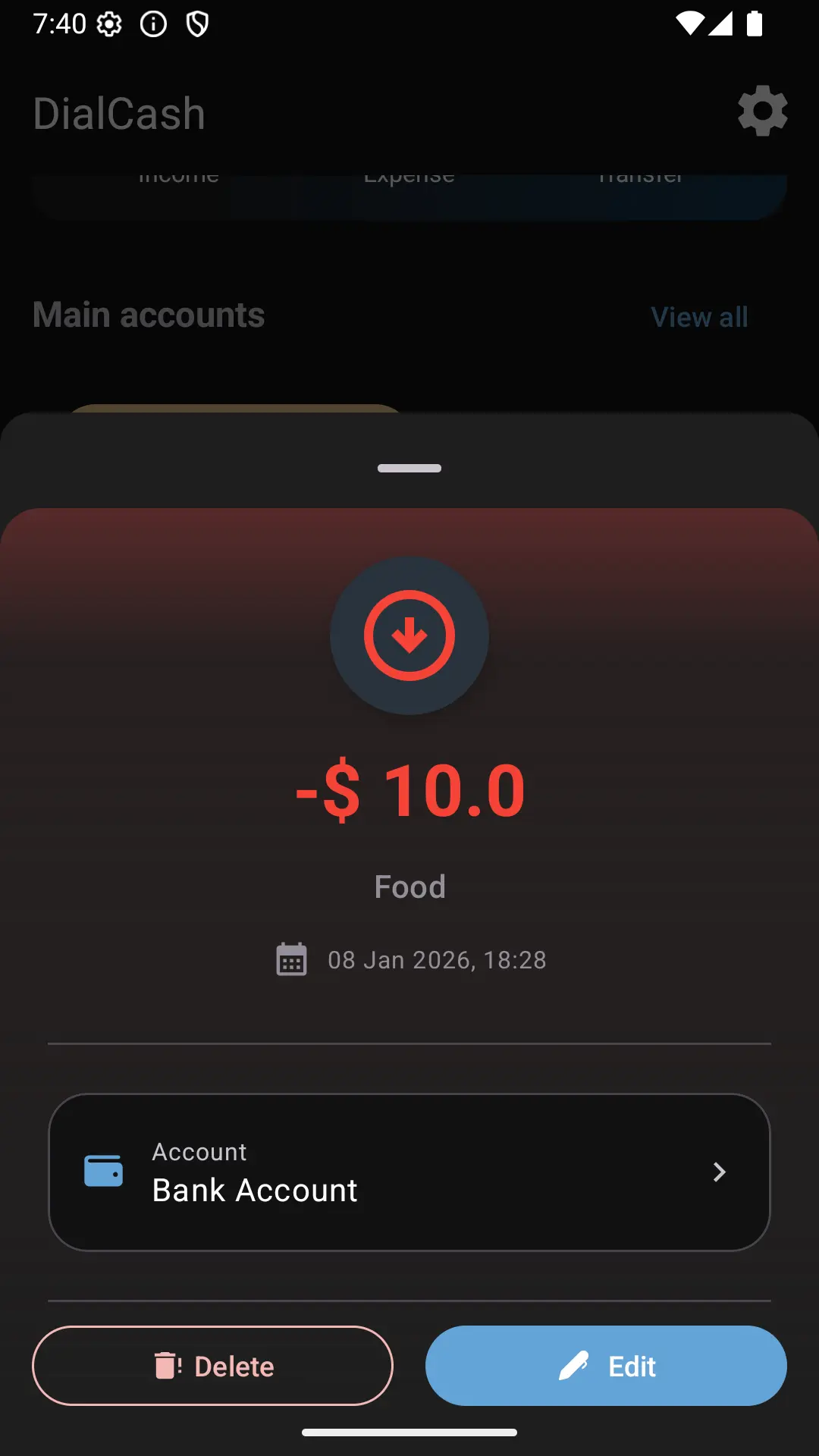 Edit or Delete a Transaction